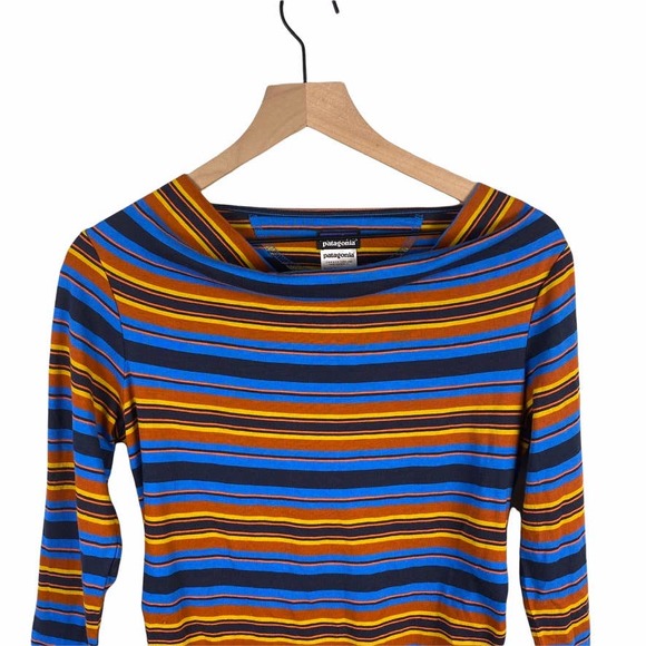 Patagonia Hatty Stripe Kamala Cowl Neck Dress Sz M - Picture 4 of 7